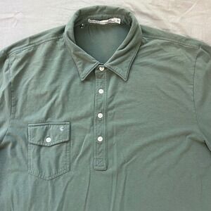 CRIQUET Mens Polo Shirt XXL Green Short Sleeve Pima Cotton Blend Pocket Piling